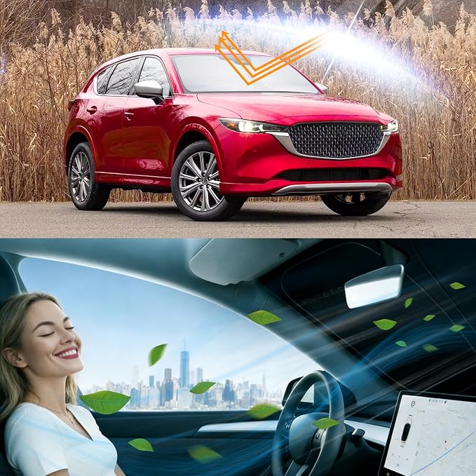 Windshield Sun Shade for 2017-2026 Mazda CX5 CX-5 | Foldable, Full covered for windshield, Block UV Rays, Heat Reduction, Easy to install, Keeps Car Cooler - Image 6