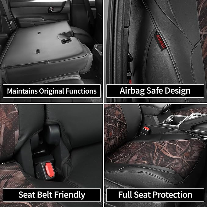 EKR Tacoma Leather Car Seat Covers Custom Fit for Toyota Tacoma 2012 2013 2014 2015 (Regular Seats) - Truck Seat Covers Full Set,Faux Leather(Black/Reed Camo) - Image 7