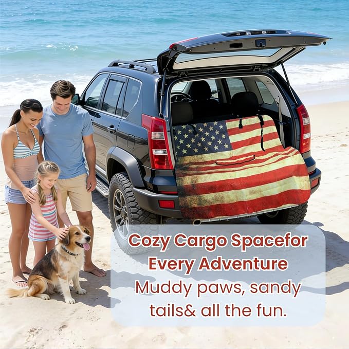 Waterproof Back Seat Cover for Dogs and Kids, Car Seat Protector Under Baby Car Seat, Child and Dog Car Seat Cover Blanket for Rear Bench(American Flag Red, Rear Bench Seat Towel) - Image 9