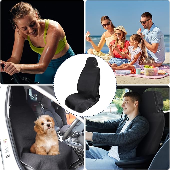 Waterproof Sweating Car Towel Seat Cover for Gym Workout, Running | Swimming, Beach and Hiking, Universal Fit Non-Slip Towel Bucket Seat Protector for Cars SUV Trucks (Black) - Image 7