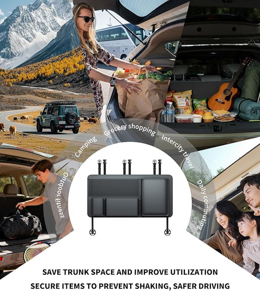 PU Leather Hanging Trunk Organizer, 36in Black | Sturdy Non-Sagging, Tool-Free Install, Fits SUV & Truck, Waterproof Easy Clean, Vertical Backseat Storage - Image 2