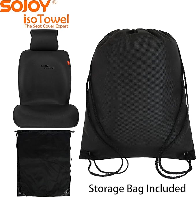 IsoTowel Car Seat Cover for Front Seat,Microfiber Breathable Cloth Seat Protector,with Quick-Dry Non-Slip Back for All Workouts,All-Weather (Carbon Black, 1 Pcs) - Image 8