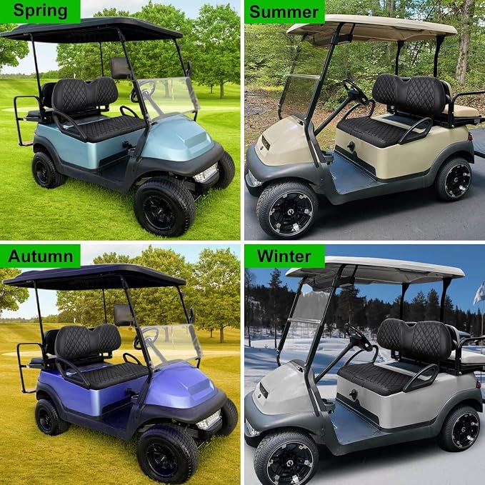 Golf Cart Seat Covers for Club Car Precedent Marine Leather Diamond | Protect & Refresh Worn Seats, Precise Fit, Staple-Free Install, Comfort, Anti-Scratch, Anti-Fading, Easy Clean Black - Image 8