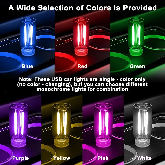 2 Packs USB Light for Car, Touch Dimmable Car Interior Ambient Lights - Portable Mini USB LED Light Bulb, Retro Glass Bottle Night Light for Vehicle, Bedroom, Hallway, Camping(Pink) - Image 7