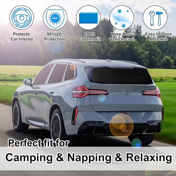 TINGLU Window Shades for BMW X3 2025 2026 Accessories Car Side Full Windows Rear Triangular Windshield Sun Shade Sun UV Rays & Privacy Protection for Camping 7PCS - Image 6