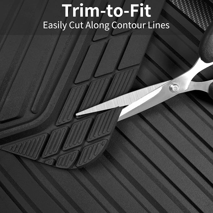 CAR PASS Heavy Duty Rubber Car Mats Metallic,Aluminum Film All Weather Floor Mats Waterproof Universal Trim to Fit SUVs Sedans Vans 4 Piece Anodized Deep Dish Two-Tone Sporty Carbon Fiber Black Chrome - Image 8