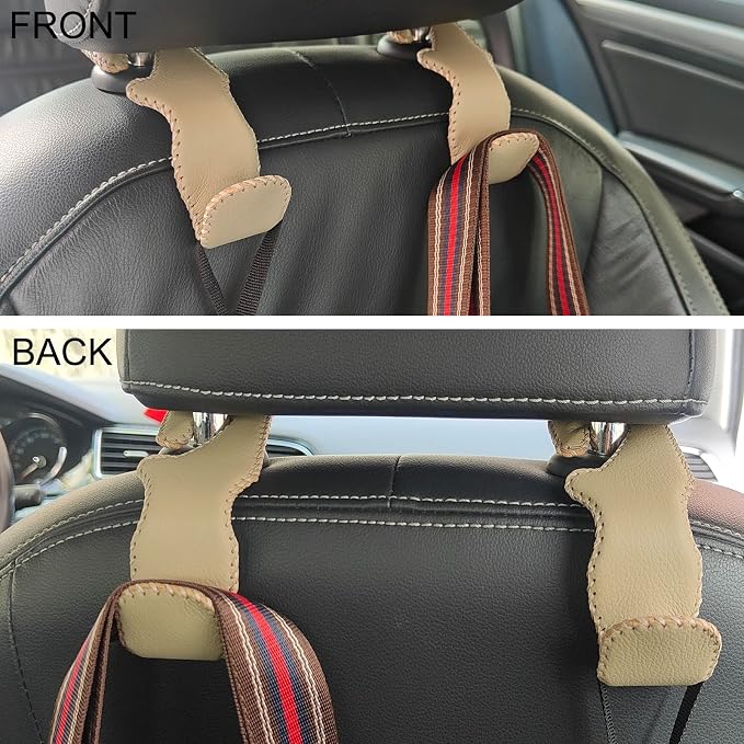 2 Pack Car Headrest Hooks, Microfiber Leather & Alloy Purse Hook Holds 45lb | Durable Alloy Material 360° rotating hooks hold bags, groceries up to 45lb; soft leather protects seats; fits most vehicles - Image 6