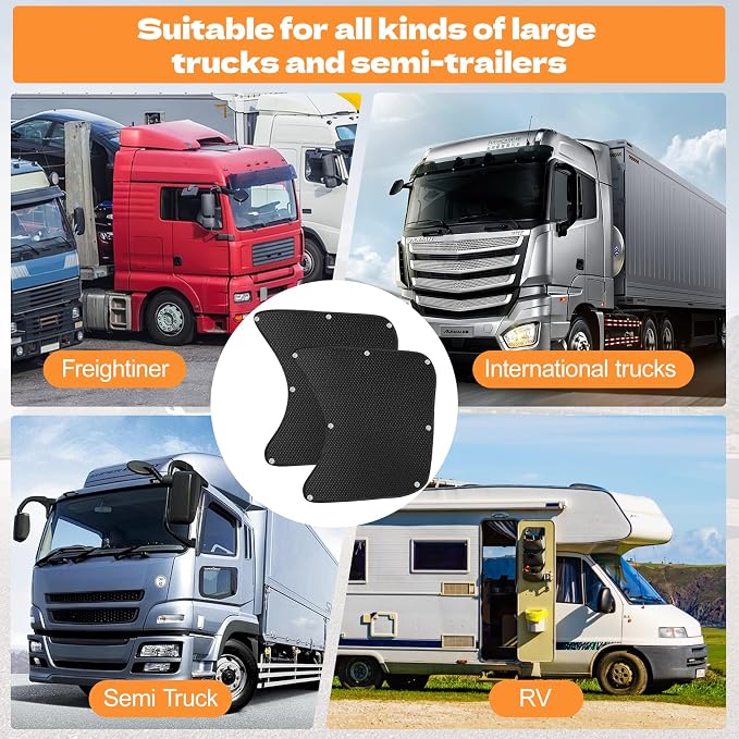 2pcs Semi Truck Side Window Sun Shade for Freightliner Volvo International | Blocks UV, reduces heat & glare. Fits Freightliner, Volvo VNL, Intl & RVs. Durable polyester, easy install, keeps cab cool. - Image 6