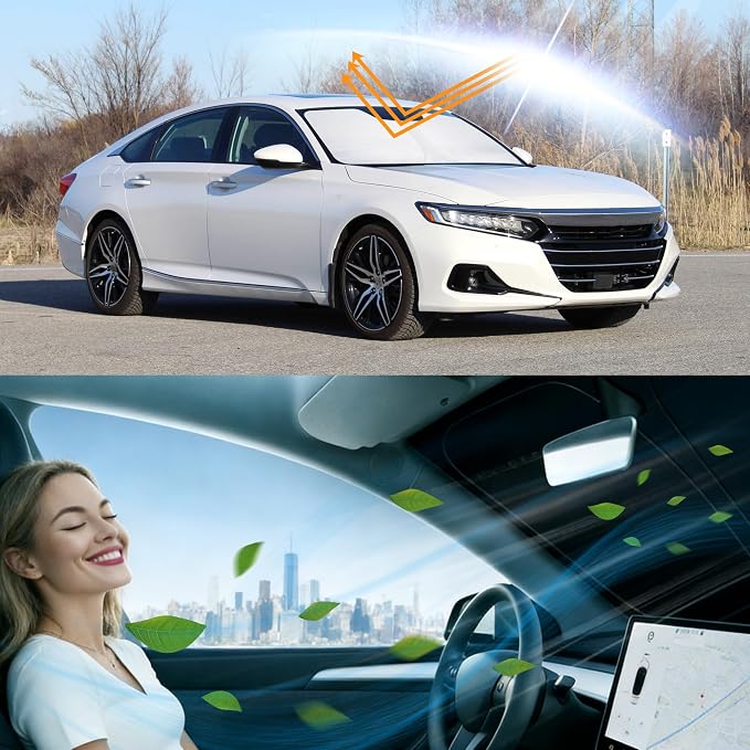 Windshield Sun Shade for 2018-2022 Honda | Foldable, Full covered for windshield, Block UV Rays, Heat Reduction, Easy to install, Keeps Car Cooler - Image 6
