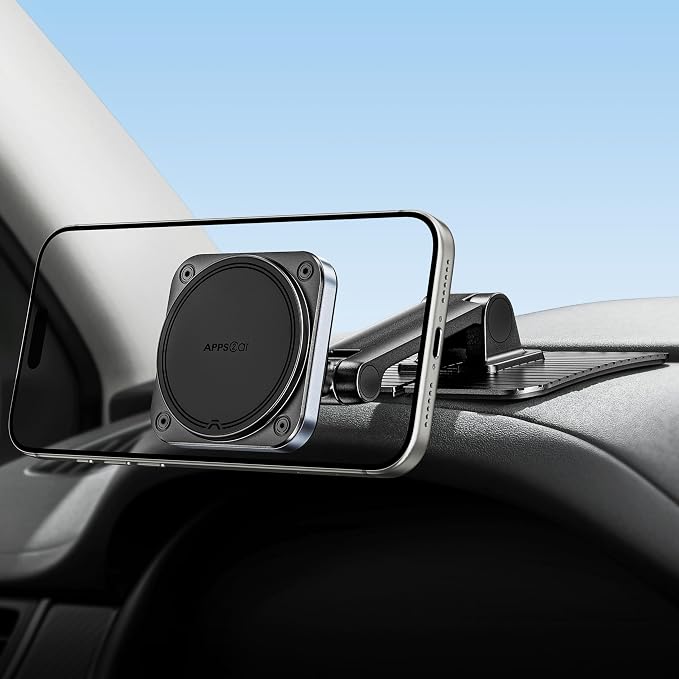 APPS2Car for Magsafe Car Mount, Magnetic Phone Holder for Car, 360° Adjustable Cell Phone Mount with Large Adhesive Base, Fits Flat & Curved Dashboards, Compatible with iPhone, Samsung, Smartphones - Image 8