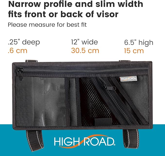 High Road Car Visor Organizer with Zippered Pockets, Sunglasses Sleeve and Clear Photo or Registration and Insurance Pocket - Heavy Duty Straps Fit Most Car, SUV and Truck Visors (Black) - Image 8