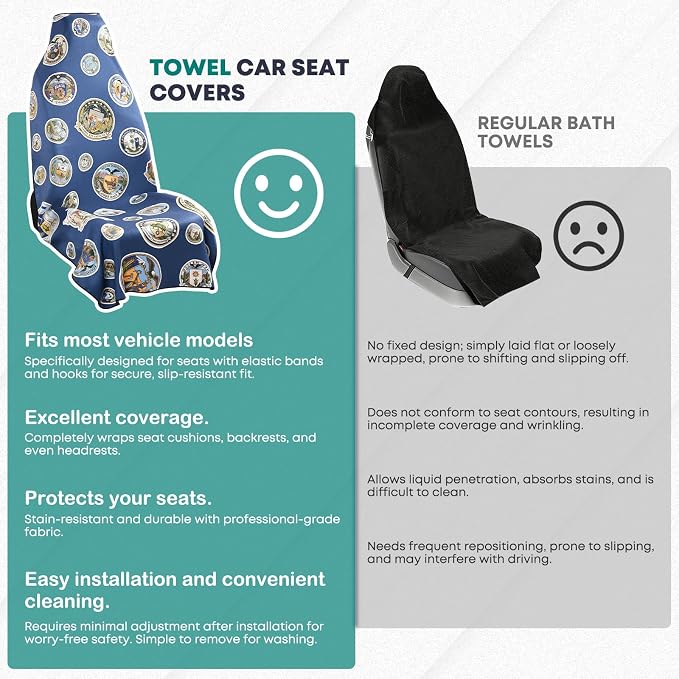 FLORICH Car Seat Cover Towel, Car Seat Protector Front Seats, Sweat Towel Car Seat Covers for Post Gym Workout, Running, Swimming and Beach, Non-Slip Car Seat Towel Covers Fit for Most Cars Trucks SUV - Image 9