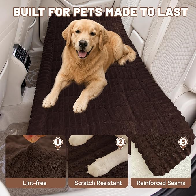 Dog Car Seat Waterproof Bed Cover Back Seat Dark Brown 23.6”x51” | Nonslip Soft Comfortabl Pet Bed Mat Car Blanket for Travel Backseat Extender Seat Covers Dog Bed for Cars Trucks and SUVs - Image 8