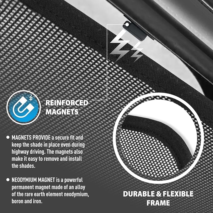 CLIM ART Magnetic Car Window Sunshade for Honda Pilot 2016-2022, 2 Pc.Set, Side Glass Covers Screen, Block Sun Rays Curtains, Window Shield Sun Shade in Cars, Camping Accessories - MS0170 - Image 6