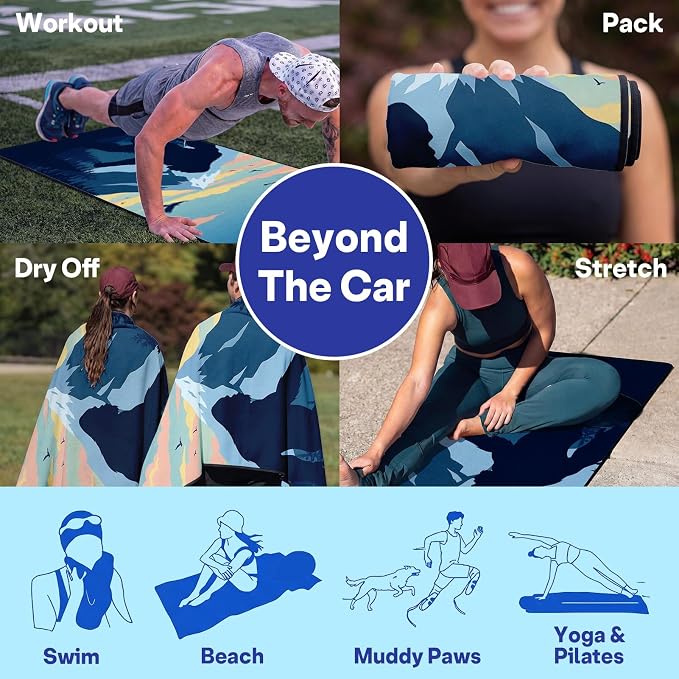 2 Pack Car Seat Towel Covers for Gym, Front Seats, Sasquatch | Sized Sweat Protector for Front Seats Premium Thickened with Elastic Strap Breathable & Quick Dry Machine Washable Running - Image 7