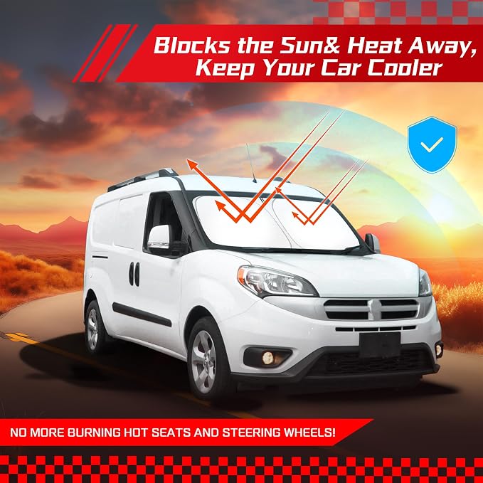 ARISMOTOR Windshield Sun Shade for Dodge RAM ProMaster 1500 2500 2014-2026 | 3500, Custom Fit, Foldable, Front Window Sunshade Sun Visor Protector, Block UV Rays, Keep Car Cooler - Image 7