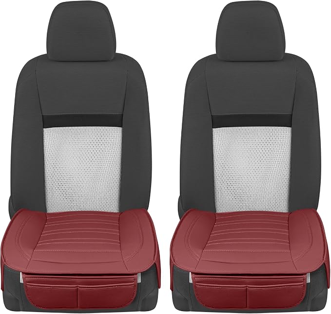 Motor Trend Faux Leather Front Seat Cover for Cars - Set of 2 Burgundy Front Car Seat Covers for SUV & Truck with Storage Pockets - Automotive Car Seats Cover Protector - Bottom Cushion Coverage Only - Image 7