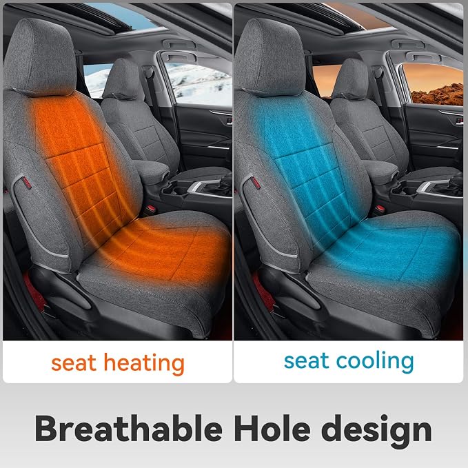 coverdream Corolla Cloth Seat Covers Full Set for 2023 2024 2025 2026 Toyota Corolla LE Seat Covers,Fully Covered,UV-Resistant,Breathable Car Seat Protector(Gray) - Image 7