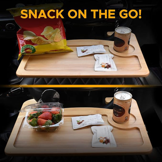EcoNour Laptop Mount with Pen Holder | Bamboo Food Tray for Eating with Drinks Holder | Multipurpose Travel Car Accessories | Laptop Mount with Pen Holder | Bamboo Food Tray for Eating with Drinks Holder | Multipurpose Travel Car Accessories - Image 2