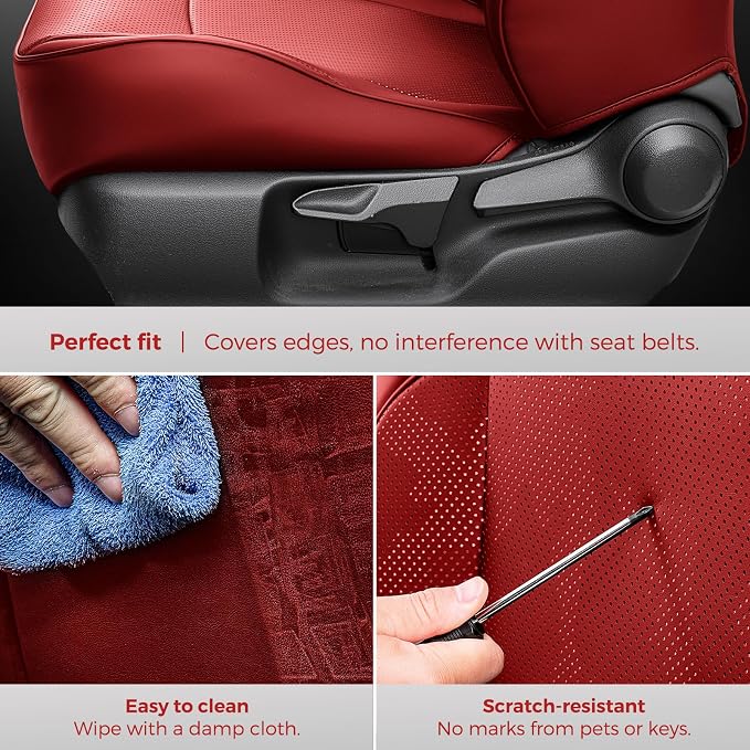 DiffCar® Seat Covers for Toyota Tacoma 2026 2025 2024 Double Cab(Gas Only), Front Seat & Console Covers Only, Faux Nappa Leather Custom Fit Car Protectors Accessories for Tacoma 4th Gen, Red Camo - Image 8