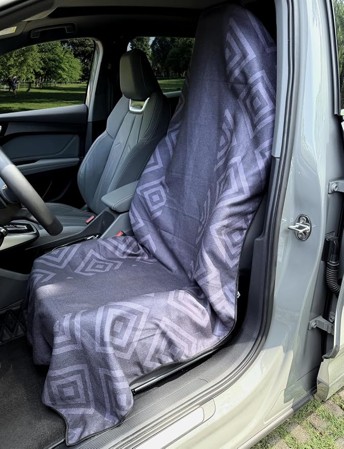 Premium Car Seat Cover Towel, Microfiber Car Seat Towel Cover, Quick-Dry Gym Running Yoga Beach Towel for Car Seat, Fits Most Front Bucket Seats for Cars, SUVs, Vans & Trucks (Diamond Black) - Image 8