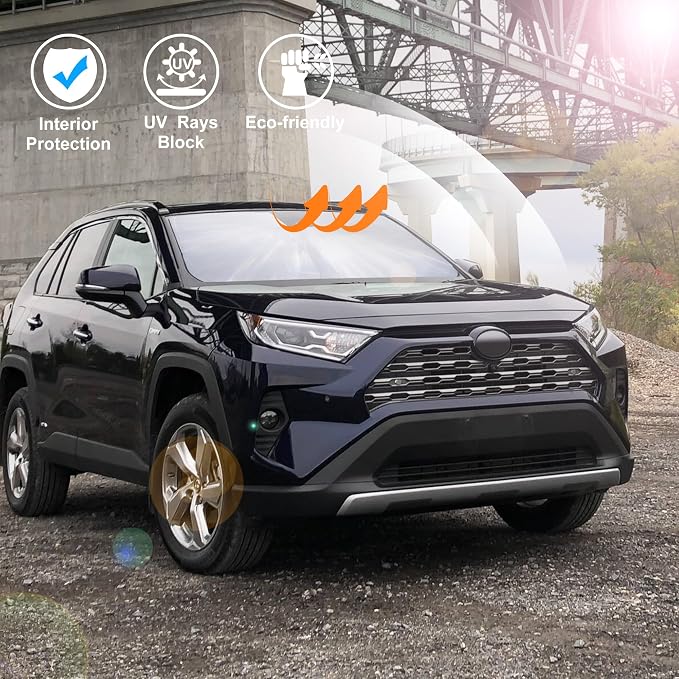 Windshield Sun Shade for 2019-2026 Toyota RAV4 RAV-4 Accessories | Full covered, Foldable & Durable, Block UV Rays, Reduce Heat, Easy to install, Keep Car Cooler - Image 6