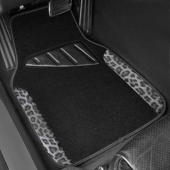 CAR PASS Waterproof Universal Car Floor Mats, Leopard Print Car Mats Fit for SUV,Vans,sedans, Trucks,Set of 4pcs Car Carpet with Driver Heel Pad and Nibs Backing, Leopard Car Accessories Gray Leopard - Image 7