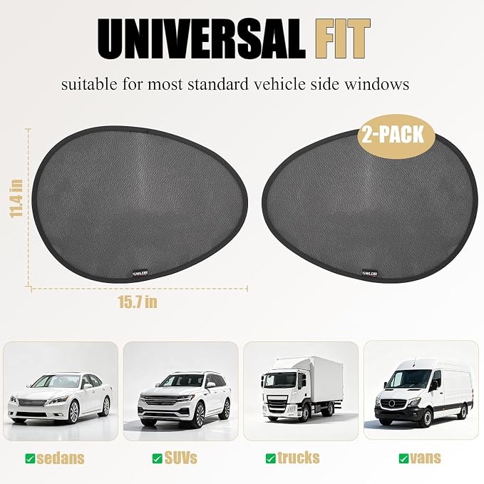 2 Pack Car Side Window Sun Shades, Static Cling Driver Side Window Shade | Upgrade Car Window Shades for Baby, Sun Blocker for Glare and Sun Protection, Clear Visibility, 15.7 × 11.4 inches - Image 7