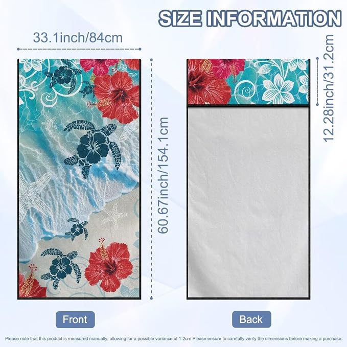 Horeset Hibiscus & Sea Turtle Hawaii Car Seat Towel Cover – Multi-Function Absorbent Beach & Gym Towel, Sweat Proof Soft Seat Protector for SUV Truck Sedan - Image 9