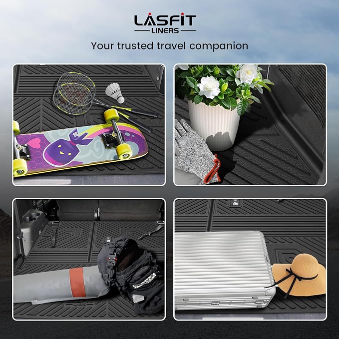 LASFIT Cargo & Backrest Mats for Toyota Highlander 2026-2020 7 & 8 Seats | Fit Without Subwoofer, All Weather TPE Custom Fit Cargo Liner, Full Coverage Cargo Mats - Image 9