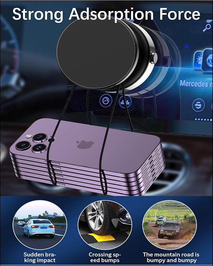 Electric Vacuum Suction Cup Magnetic Phone Mount, 360 Rotatable Magnetic Cell Phone Holder, Adjustable Hands-Free Portable for Magsafe iPhone Car Gym Mirror Smooth Surface(Black) - Image 6