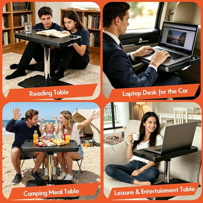 Car Seat Tray Table, Adjustable Car Laptop Desk for Travel, Work & Eating | Car Tray,Car Desk for Laptop,Multi-Function Travel Tray,Portable Car Table,for Front Passenger/Rear/Driver Seat - Image 8