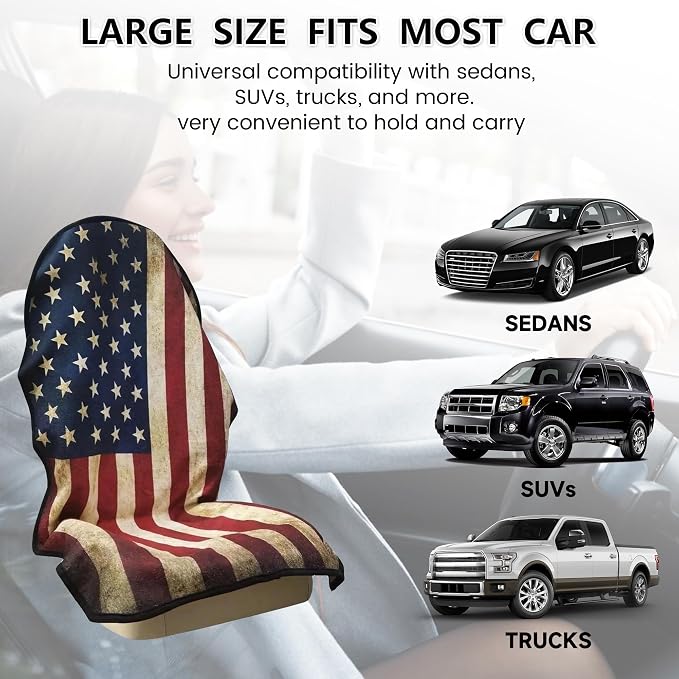 Car Seat Covers 2pcs Waterproof Towel Car Seat Cover Universal Fit for Most Trucks SUV Fitness Athletes Pets Gym and Water Sport,American Flag Design - Image 7