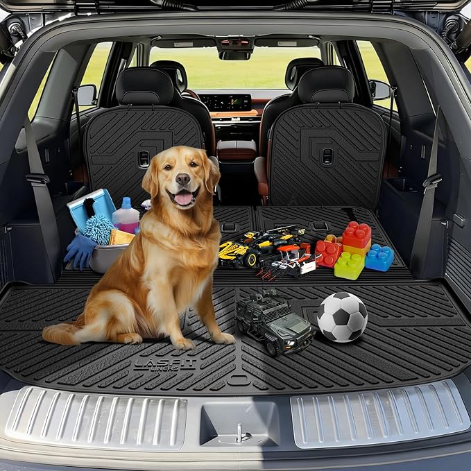 LASFIT Cargo Mats for Kia Telluride Gas 2027 (Not Fit Hybrid) | All Weather TPE Custom Fit Cargo Trunk Mat & Backrest Mats Accessories, Black - Image 9