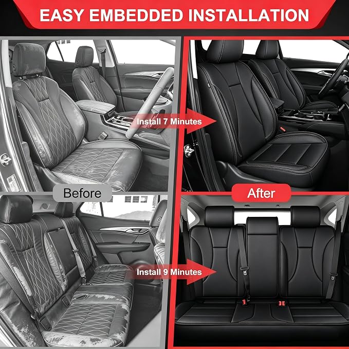 TTX LIGHTING Custom Fit Seat Covers for Buick Envision 2021-2026 | Original Seat Pattern Interior Protection Waterproof Faux Leather Full Set for 5 Seats Airbag Compatible - Image 8