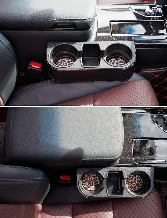 Cup Holder for Car, Car Seat Gap Organizer, PU Leather, XBD Black | Console Side Pocket, Cup Drink Holders, Easy Install, Universal Fits, Car Coin Cellphone Holder, Auto Front Seat Cup Holder - Image 9