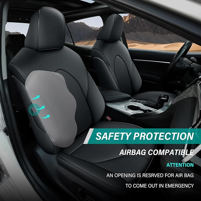 Car Seat Cover for Toyota Camry (Hybrid XLE Hybrid XSE) 2018-2024 Full Set Camry Seat Protector Leather Black | Black Full Set, Premium Faux Leather, Waterproof, Airbag Compatible, Easy to Clean, Factory-Style Fit, Interior upgrades - Image 7