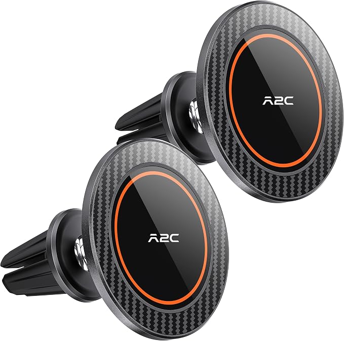 A2C for MagSafe Car Mount, 2 Pack Magnetic Phone Holder for Car Vent | 17 N54 Magnets, One-Piece No Assembly, Silicone-Coated Metal Clips, 360°Adjustable Car Phone Holder Vent for Magsafe iPhone - Image 9