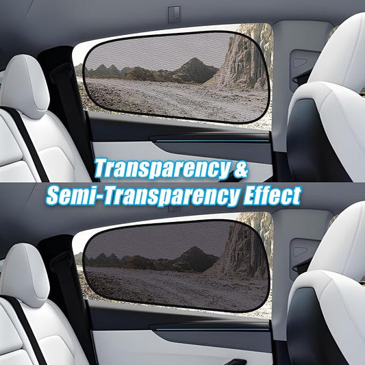 ZATOOTO Tesla Model Y Back Side Window Sun Shades, 95% UV & Heat Block | Custom Fit 2020-2026, Anti-glare, Privacy Protection, Semi Transparent Static Cling, No Adhesive, Tool-Free Install - Image 2