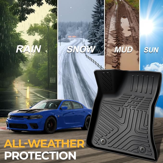 Floor Mats for 2011-2023 Dodge Charger RWD & Chrysler 300 RWD | Full-Coverage Mats Set with Cargo Liner, 3D Laser Fit, All-Weather Protection, Odorless & Durable, Complete Accessories Set - Image 9