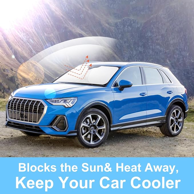 Windshield Sun Shade for 2019-2025 2026 Audi Q3 Accessories | Full covered for windshield, Foldable & Durable, Block UV Rays, Reduce Heat, Easy to install, Keep Car Cooler - Image 6