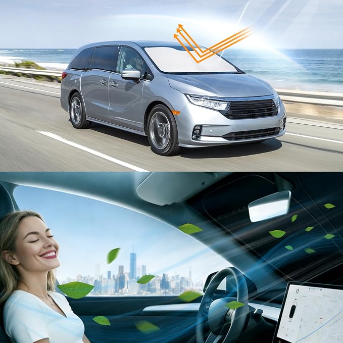 Windshield Sun Shade for 2018-2026 Honda Odyssey | Foldable, Full covered for windshield, Block UV Rays, Heat Reduction, Easy to install, Keeps Car Cooler - Image 6