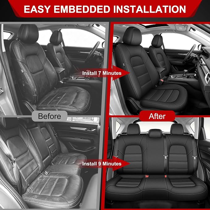 TTX LIGHTING Seat Covers Custom Fit for Mazda CX-5 2017-2025 5 Seats | Preserve Premium Interior with Original Seat Pattern Perforated Waterproof Faux Leather Full Set Airbag Compatible - Image 9