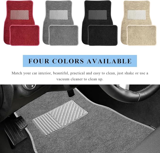 4PCS Car Floor Mats, Waterproof Non-Slip Car Floor Liners with Safety Heel Pad, All-Weather Wear-Resistant Mats Heavy Duty Universal Carpets for Truck SUV Van Sedan (Gray) - Image 6