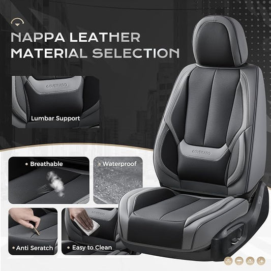 Coverado Car Seat Covers, Seat Covers for Cars, Waterproof Leather Auto Seat Protectors, Leather Car Seat Cushion, Car Interiors Accessories Universal Fit for Most Cars - Image 2