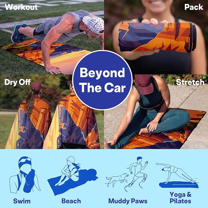 2 Pack Car Seat Towel Covers for Gym, Front Seats, Colorado River | River Sweat Protector for Front Seats Premium Thickened with Elastic Strap Breathable & Quick Dry Machine Washable Running - Image 7