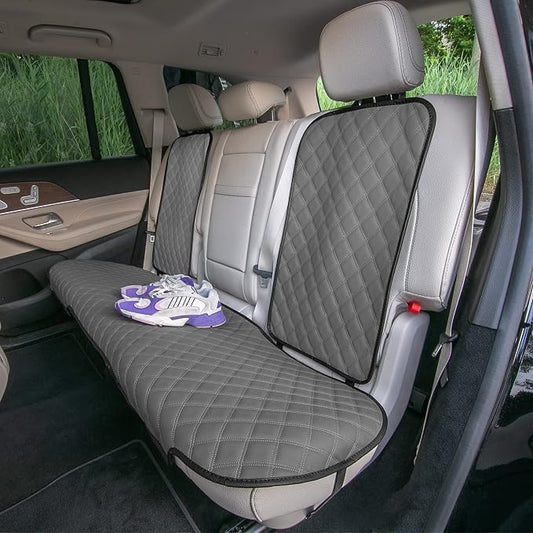 FH Group Car Seat Cushion Rear Set Faux Leather Automotive Seat Cushions - Universal Fit, Rear Car Seat Cushion, Car Seat Cushions With Non-slip Silicone Backing for SUV, Sedan, Van Gray - Image 2
