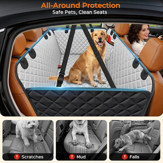 URPOWER Dog Car Seat Cover for Back Seat, Waterproof Hammock for Car & SUV | 600D Oxford, Side Flaps with Zippers, Scratch Resistant, Non-Slip, Easy Install, Machine Washable, Dog Seat Belt Included - Image 2