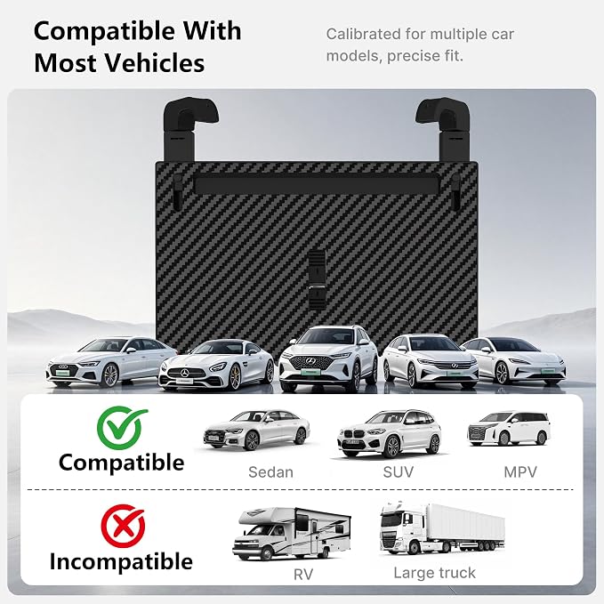Steering Wheel Tray, Car Food Tray, Adjustable Car Laptop Desk | Car Desk with Phone Slot and Storage Drawers, Portable ABS Table with Anti-Slip Pads, Fits Most Steering Wheels - Image 8