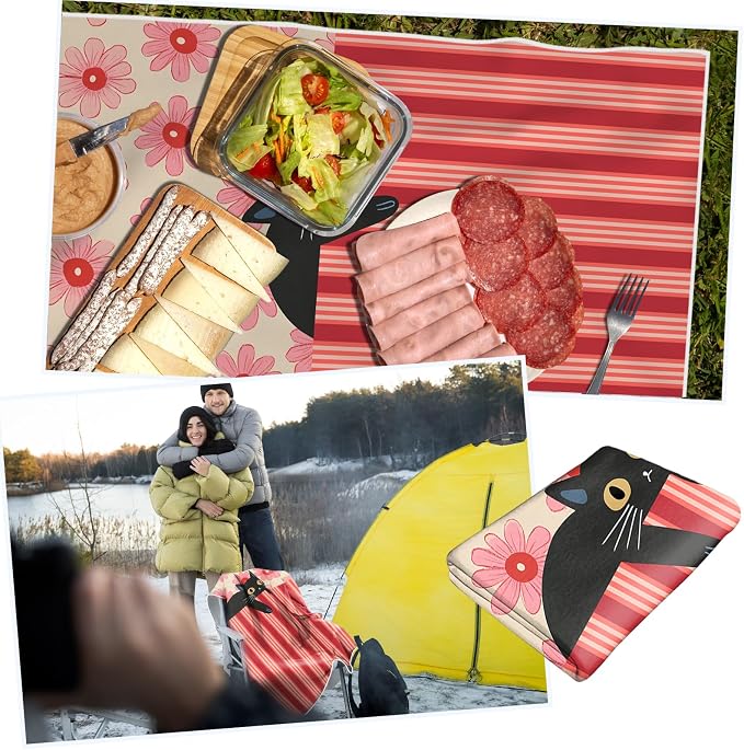 2 Pack Car Towels Seat Cover with Storage Bag, Multifunctional Microfiber Towel for Gym Outdoor Sport Running,Picnic, Beach, Pet Dog Travel,Fits Car SUV Truck (Bloom Cat) - Image 8